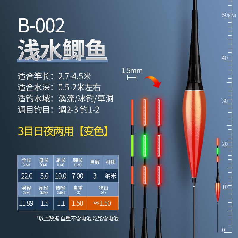 Super Bright Electronic Luminous Drift Bite Hook Color-Changing Float High Sensitive Eye-Catching Day and Night Dual-Use Fish Float Luminous Float Catfish Float Fish Float. 