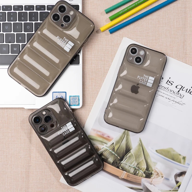 Luxury Clear Soft Down Jacket The Puffer Case for IPhone 14 Plus 13 11 12 Pro Max XS XR X 14Pro 13Pro IPones Promax Puffer Cover Loser Lione. 