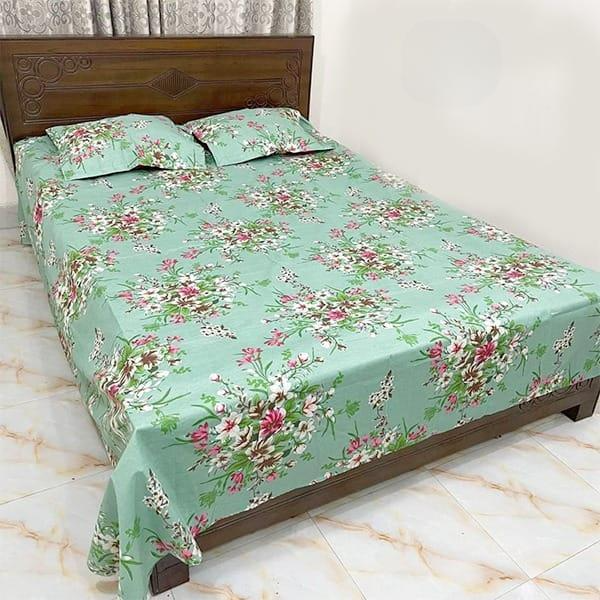 King Size Bedsheet Set with Two Pillow Covers Bed Sheet 7 Feet by 8.5 Feet (7 x 8.5 Feet). 