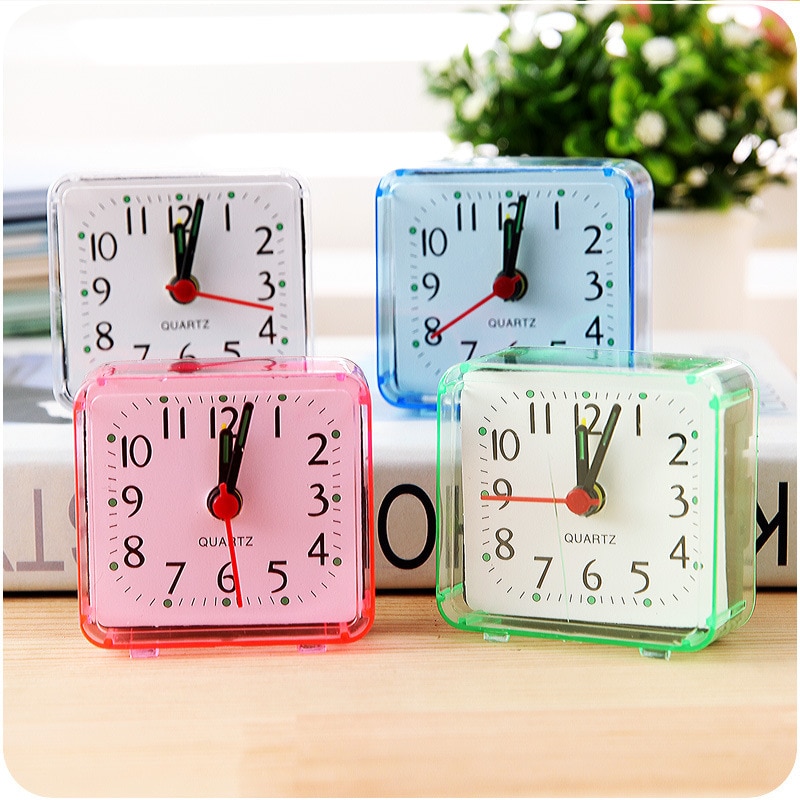 Korean Version of Small Alarm Clock Creative Transparent Candy-colored Alarm Clock Fashion Student Bedroom Bedside Crystal Clock. 