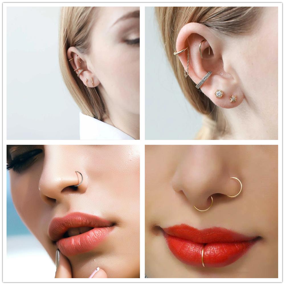 Alizeker Mall】1pcs G23 Titanium Hinged Segment Nose Ring Septum