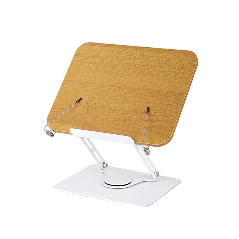 360°Rotating Base Book Stand Holder for Reading Hands Free Foldable Book Display Stand with Paper Clips Wood Panel Stand Easy to Use