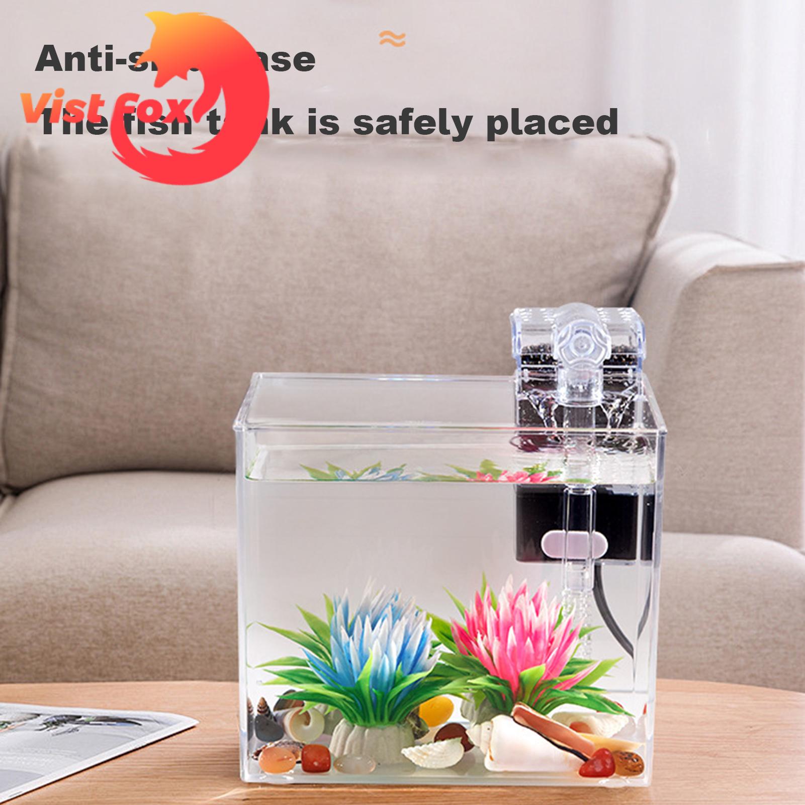 Tabletop Fish Tank 360 Degree Viewing Betta Fish Tank Aquarium for Home Office Decor High Light Transmittance Non-slip Base Ideal for Study Room Desktop Wide Screen Ratio Fish Tank. 
