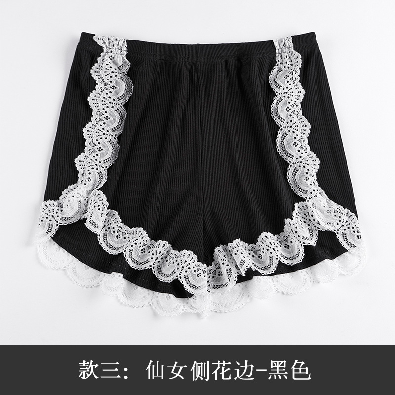Lace anti-light safety pants women's summer threaded cotton over thin three-point leggings plus size boxer shorts