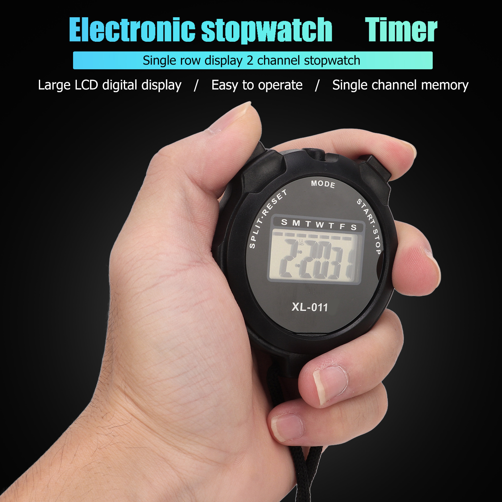 Sports Stopwatch, Black Digital Sport Stopwatch Timer Waterproof Single Row Display Easy To Read for Judging for Racing for Swimming. 
