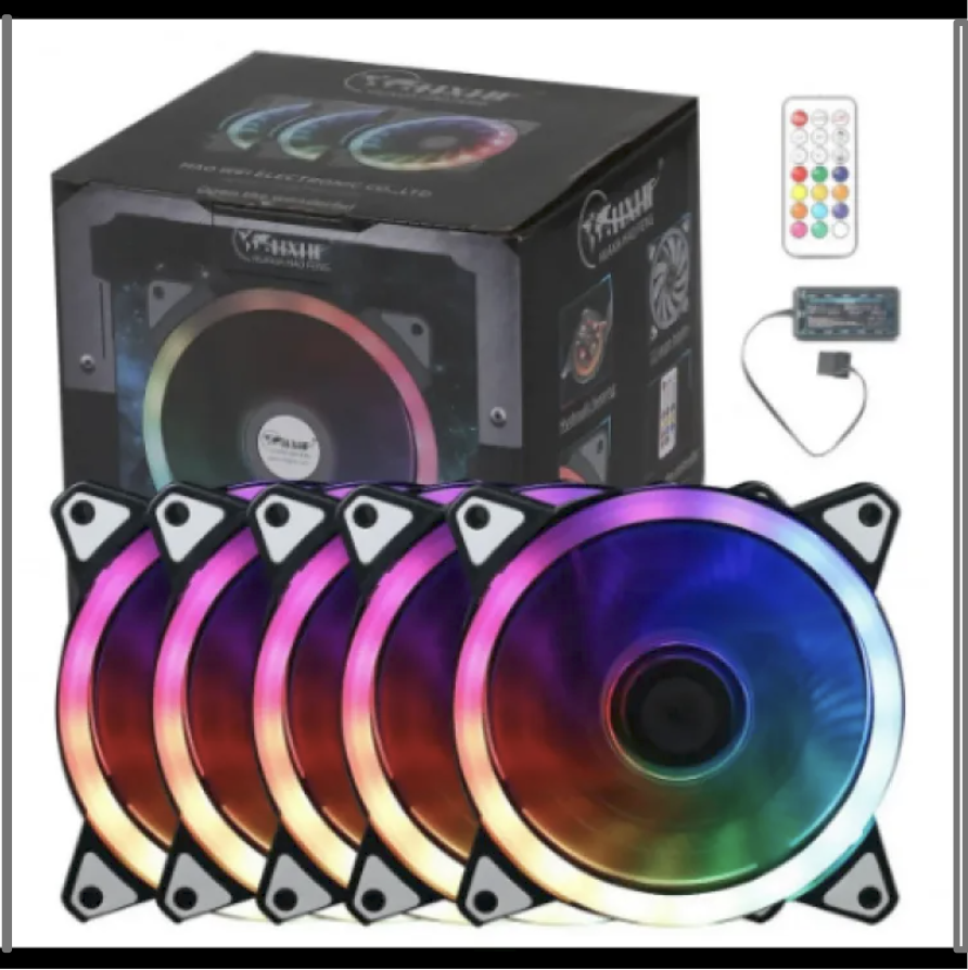 HXHF HF200 6in1 And 5in1 RGB Case Cooling Fan With Remote Control And 10 Ports Hub 120Mm Fan For Cooling The System With Stylish RGB Computer Components Fans & Heatsinks Cooling Fans. 