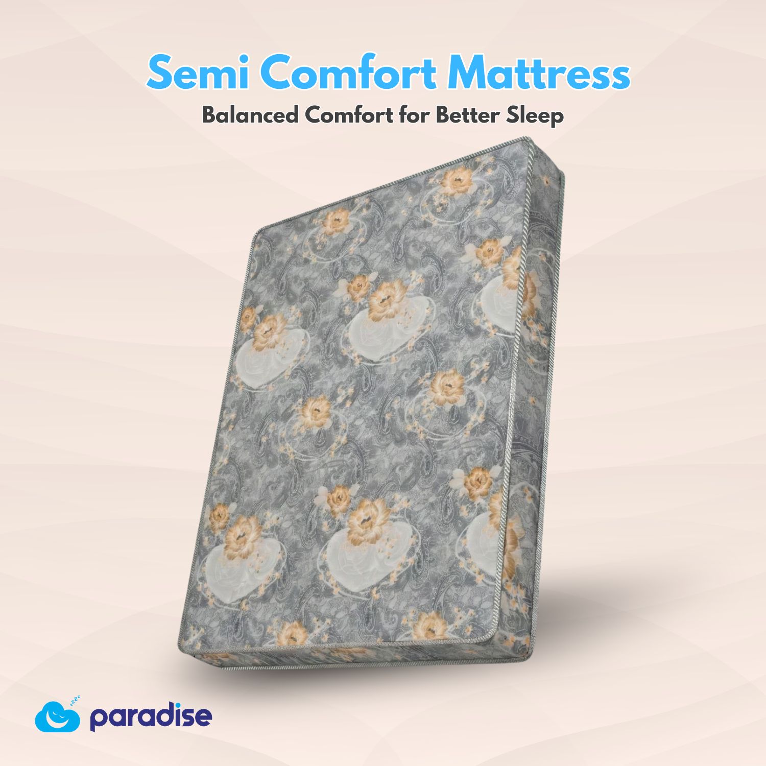 Paradise Soft Comfort Semi Orthopedic Mattress | Medium Firm Feel for Balanced Comfort | 4 Inch Bed Mattress
