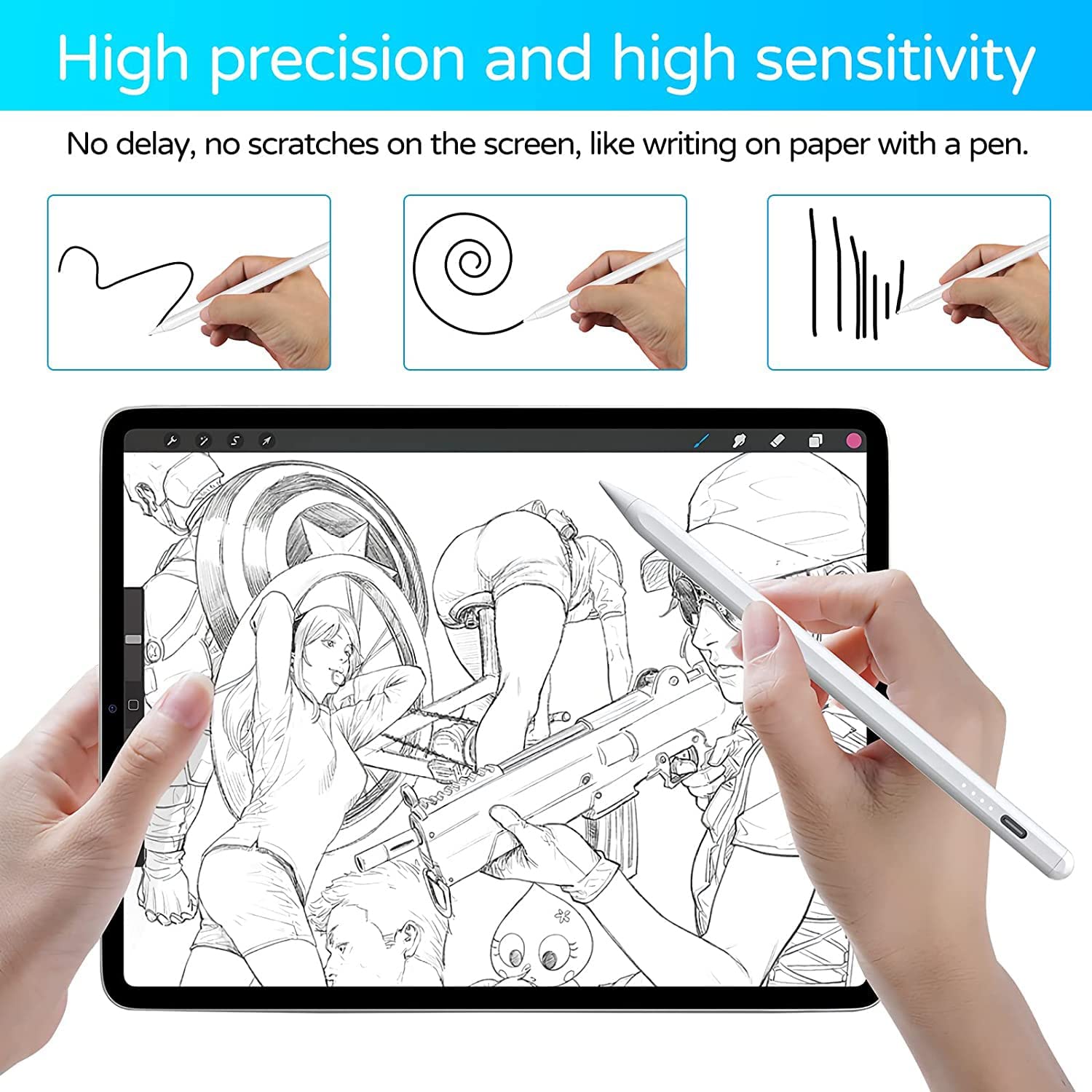 Stylus Pen for iPad Apple Pencil with Palm Rejection Tilt Sensitive Active Digital Pencil for iPad 6 7 8 9 10 iPad Pro Mini Air. 