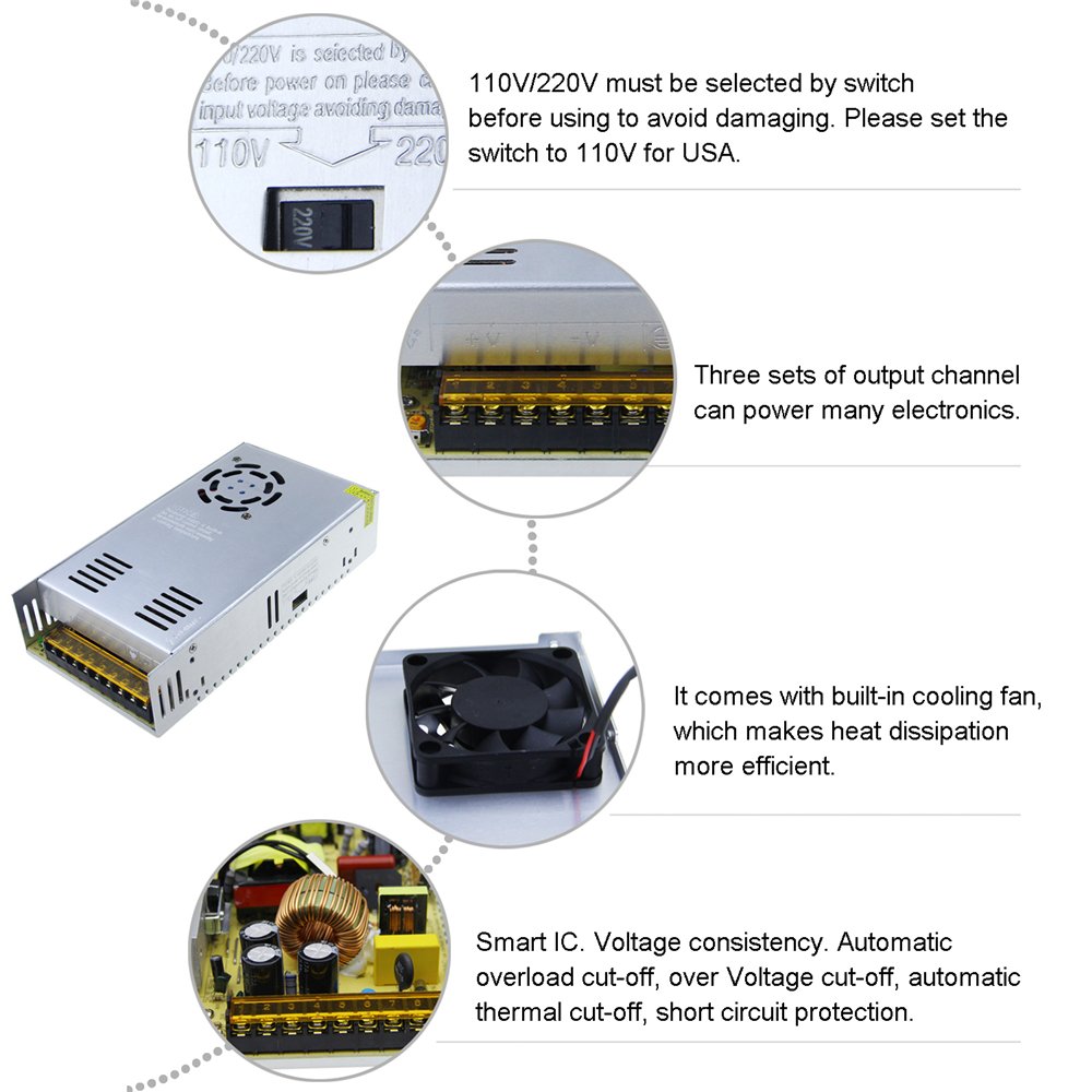 360W DC36V 10A Switching Power Supply Factory sales SMPS Driver 110V 220V AC-DC 36V Transformer for Stepper CNC CCTV 3D Printer. 