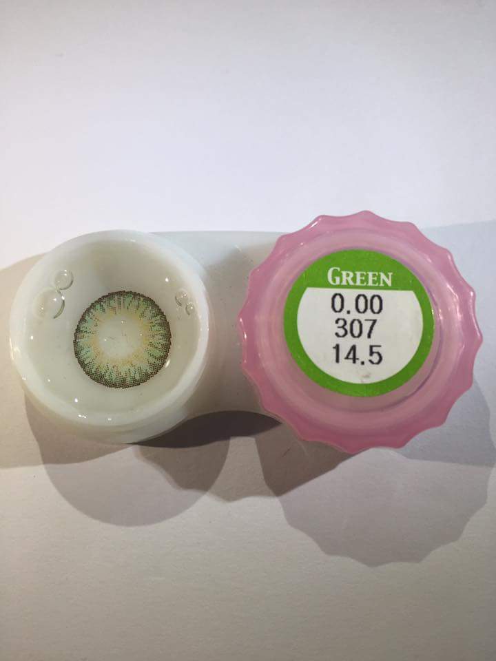 Angel Soft 307 Green Contact Lens Angel Soft Color Contact Lenses & Kit Box from protected view for everyday wear with stylish contact lenses #307Green. 