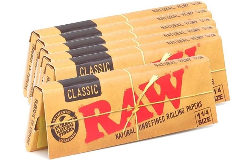Raw Unrefined Classic 1.25 1 1/4 Size Cigarette Rolling Papers, With rose 5 pice