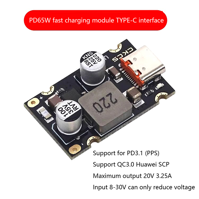 PD65W Fast Charging Module Type-C Interface PD3.1 PPS Fast Charging QC3.0 Huawei SCP Jessica. 