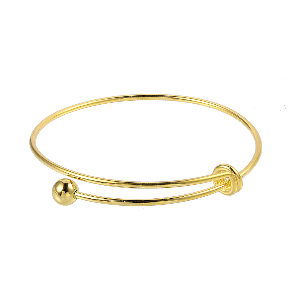 Simple new live mouth telescopic adjustable titanium steel bracelet mini small round beads 18K gold ladies stainless steel bracelet