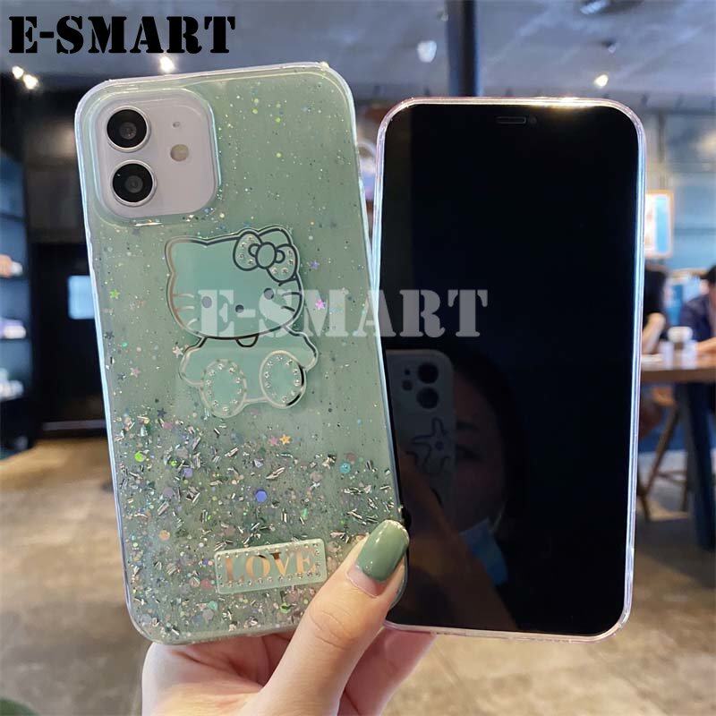 New Case For Xiaomi Redmi 12C Back cover Shiny Ring Cases Glitter Soft Transparent Hello Kitty Casing for Redmi 12C cases Stars Moon Girls. 