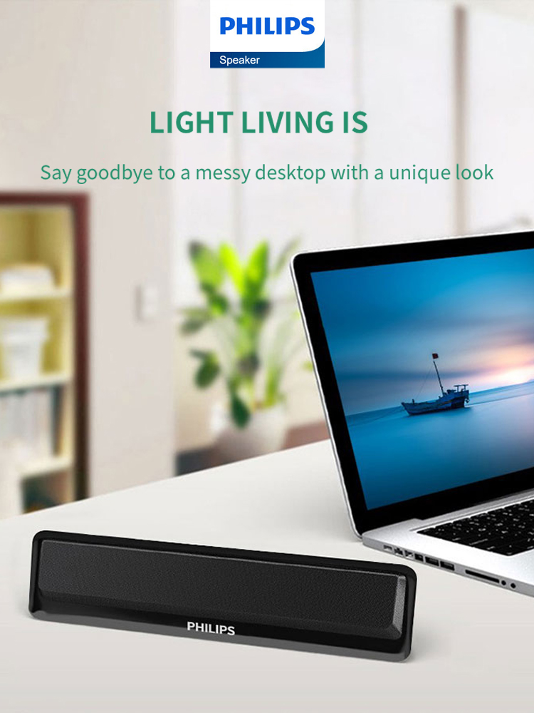 Philips SPA2100 Bluetooth 5.0 Speaker Convenient Mini Table Desktop Computer Wired HiFi Stereo Indoor Music Player SPA2100/93. 