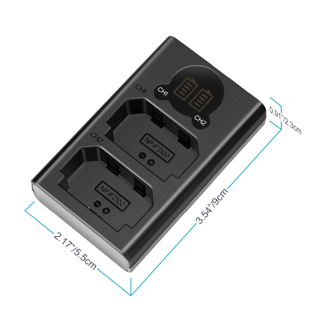 Neewer Dual USB Charger for Sony NP-FZ100 Battery For Sony ZV-E1, FX3, FX30, A1, A9 II, A7R V, A7S III, A7 IV, A6600, A7C Camera. 