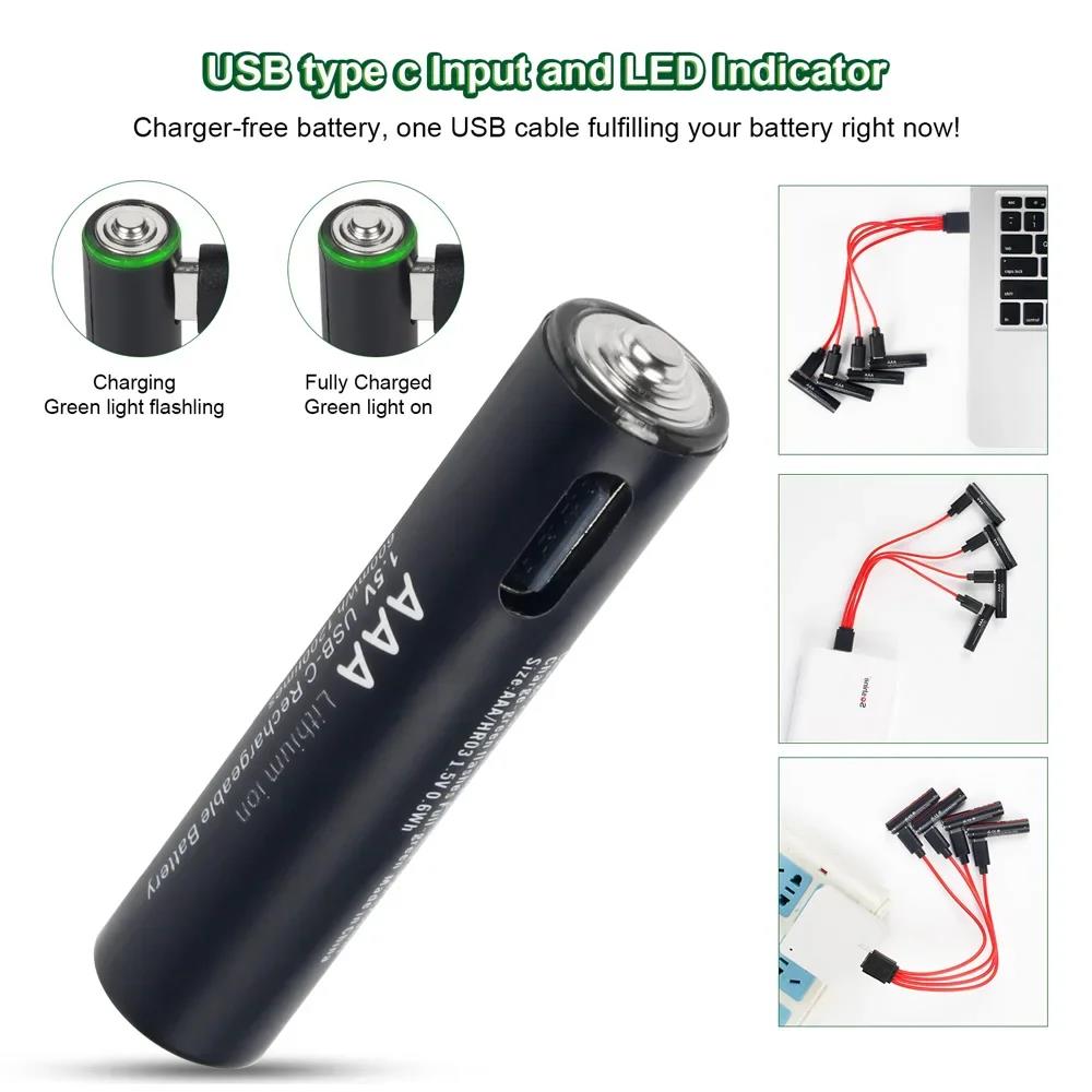 Soshine 1.5V 600mWh USB Li-ion Aaa Battery AAA Rechargeable Battery 3A 1.5Volt Lithium Batteries Toys Camera Flashlight Clock. 