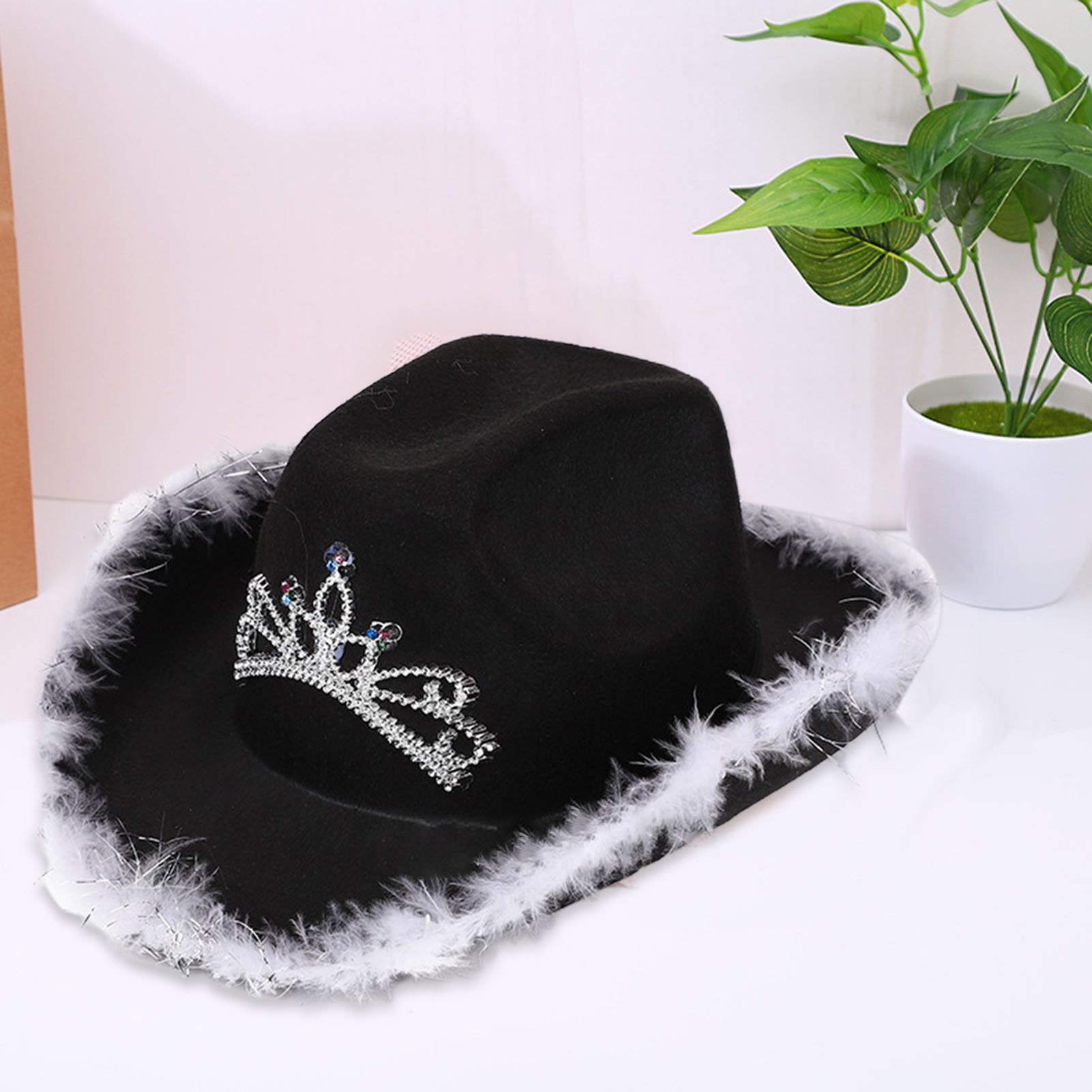 Women Cowboy Hat with Bling Tiara 