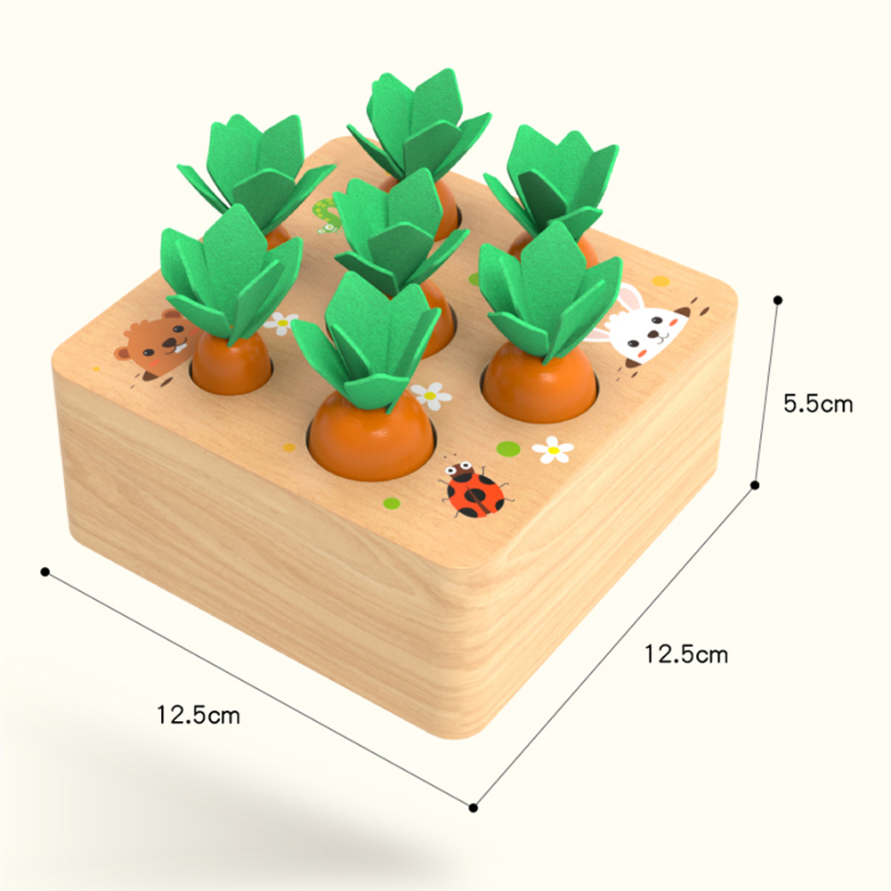 Greenhome Early Education Wooden Block Pulling Carrot Game Kids Children Interactive Toy. 