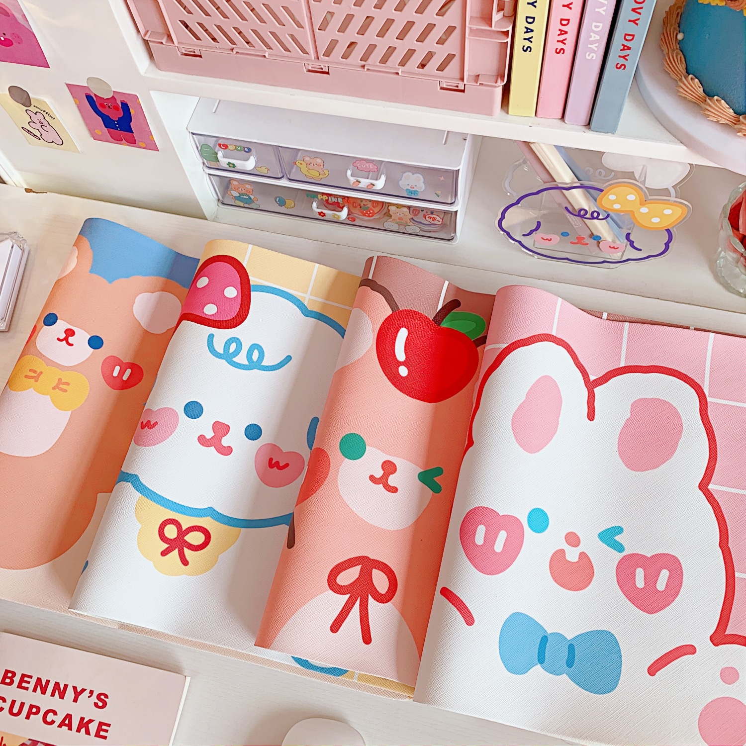 Cartoon soft cute bear rabbit table mat student dormitory mouse pad computer keyboard mat table mat desk decoration female. 