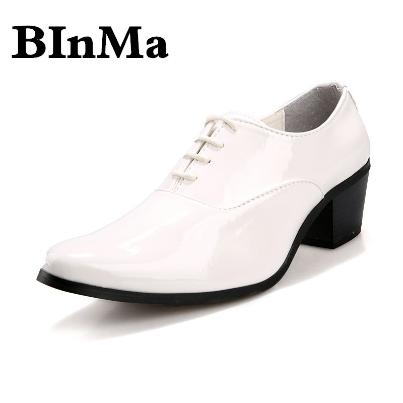 Derby shoes Men's high heels red dress 