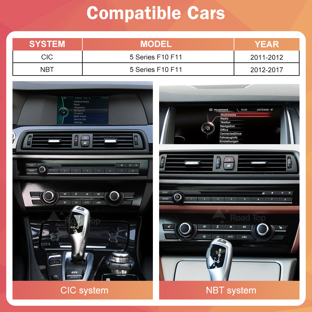 Wireless CarPlay Android Auto Car Radio Multimedia Player Linux Display Screen For BMW 5 Series F10 F11 2012-2017 CIC NBT. 