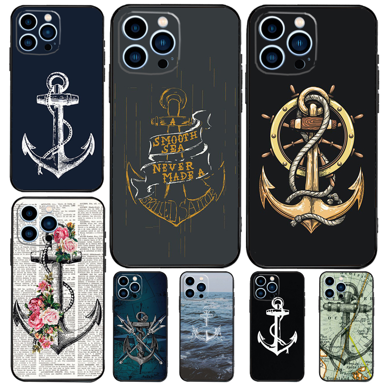 Anchor Sea Beach Phone Case For iPhone 15 14 13 12 11 Pro Max Mini 7 8 Plus XS X XR SE 2022 2020 Back Cover