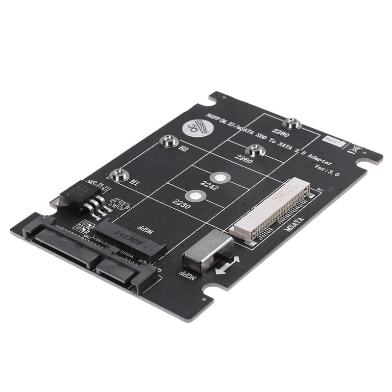 2 in 1 NGFF M.2 B+M Key Mini PCI-E or mSATA SSD to SATA III Adapter Card for full msata SSD/ 2230/2242/2260/22x80 M2. 