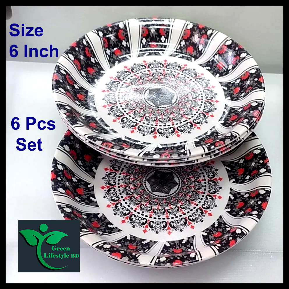 6 Inch 6-Piece Multi Design Print Melamine Mini Plate Set- Add A Touch Of Style To Your Dining Experience With These Elegant Mini Plates