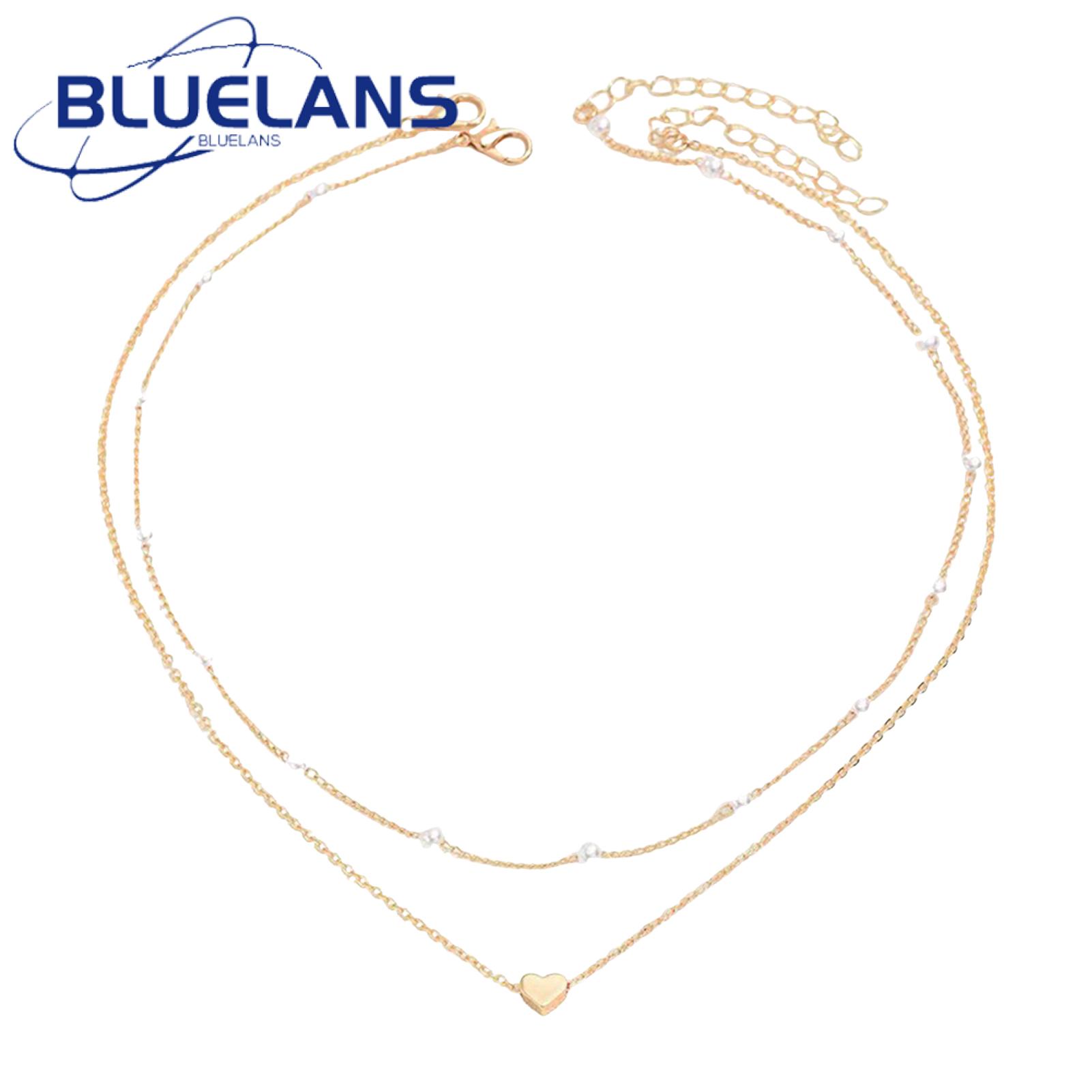Double Layered Necklace Double-layered Heart Pendant Pearl Necklace for Women Elegant Clavicle Jewelry for Daily Party Work Square-neck Necklace