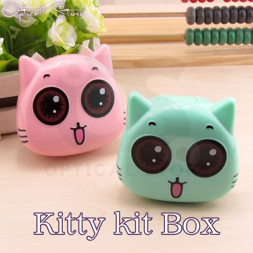 New Kitty Cat High Quality Shield Contact Lens Case With Mirror. 1pcs Kitty Cat Contact Lenses Container for All type of contact lens for travel and outdorr. Kitty Cat Travel Kit Box. #kitty.cat