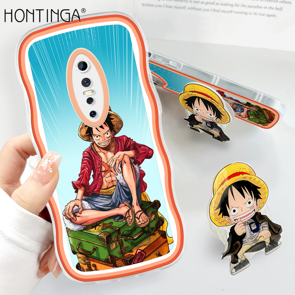 Hontinga for Vivo V17 Pro Back Cover Free Holder Cool Luffy Soft Wavy Case Camera Protection Transparent TPU Phone Cover