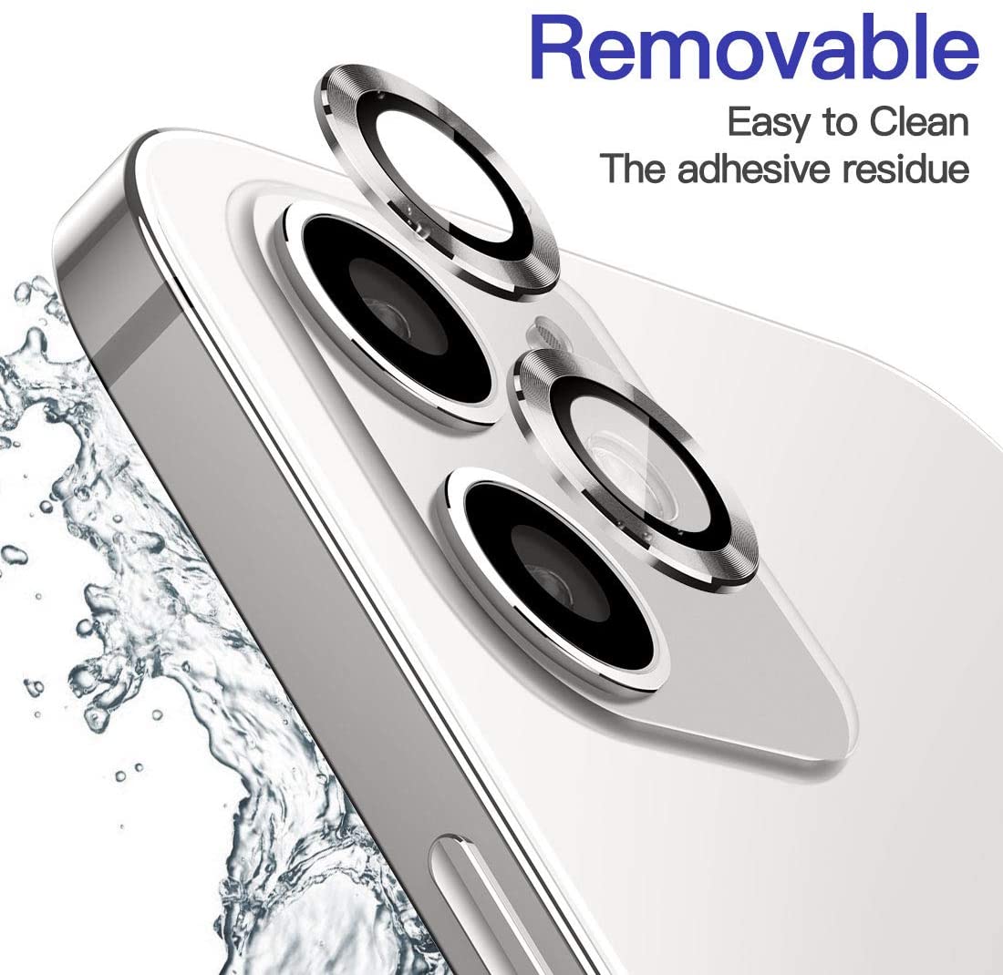 For Apple iPhone 12 Mini White Camera Protector WSKEN Metal Ring Tempered Glass Camera Lens Protector. 