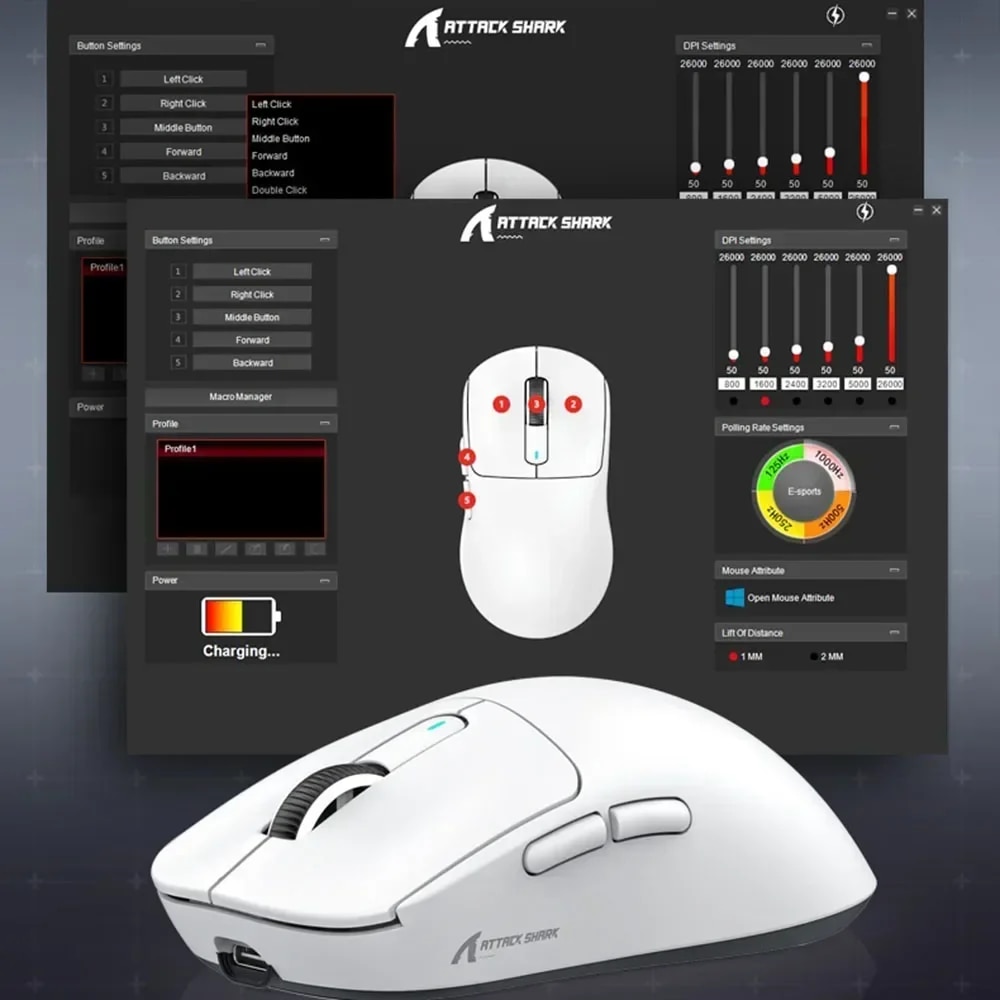 Attack Shark X3 Bluetooth Mouse , 49g Lightweight , PixArt PAW3395, Tri-Mode Connection, 26000dpi, 650IPS, Macro Gaming Mouse. 
