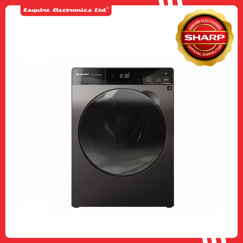 Sharp Full Auto Front Loading Inverter Washing Machine ES-FW105D7PS | 10.5 KG-Dark Gray