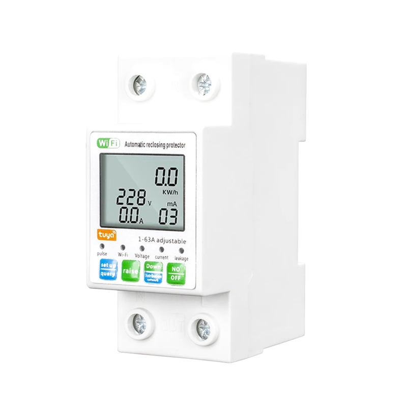 Tuya WiFi 1-63A Intelligent Automatic Reclosing Protector Current Voltage Monitoring MeterDisplay Switch Power Meter Easy Install
