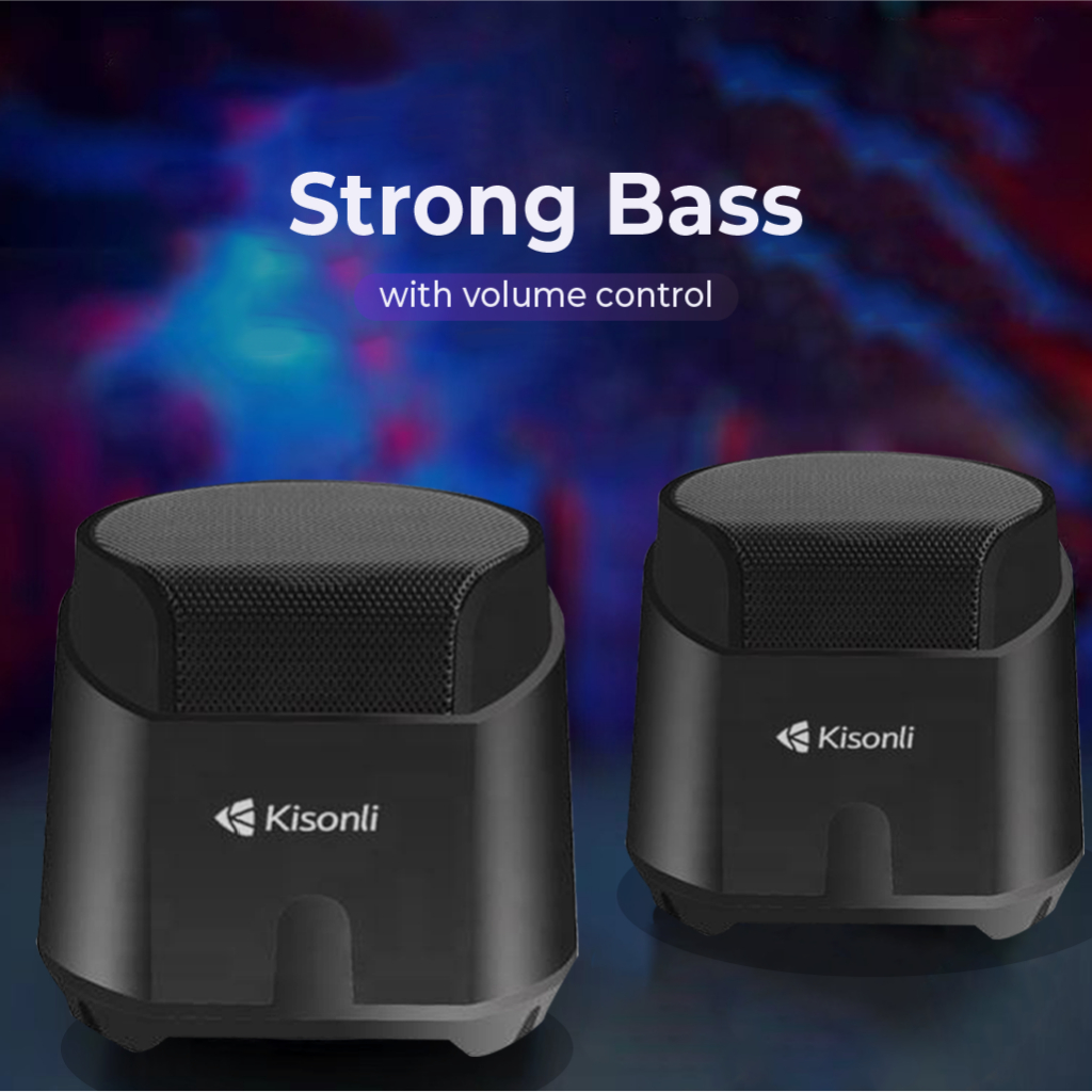 Kisonli K500 USB 2.0 Computer Speaker with Dual Bass for Gaming and Music. 