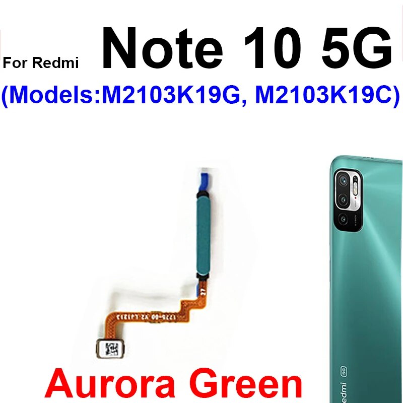 Home Button Flex Cable For Xiaomi Redmi Note 9 9S 9Pro Note 10 Pro 4G 5G Fingerprint with Power Button Touch Sensor Flex Ribbon. 