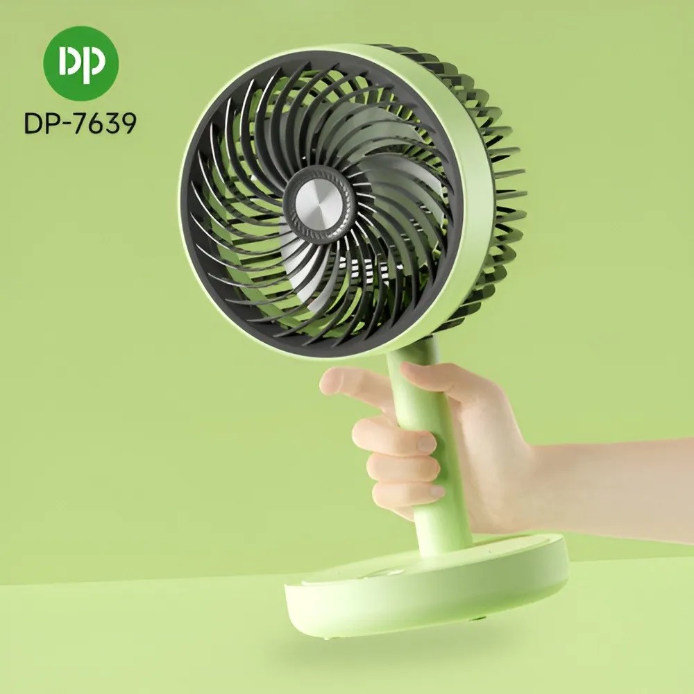 DURATION POWER DP-7639 Rechargeable 4000mAh Battery Three Speed Modes Up-Down Adjustable Desk Fan. 