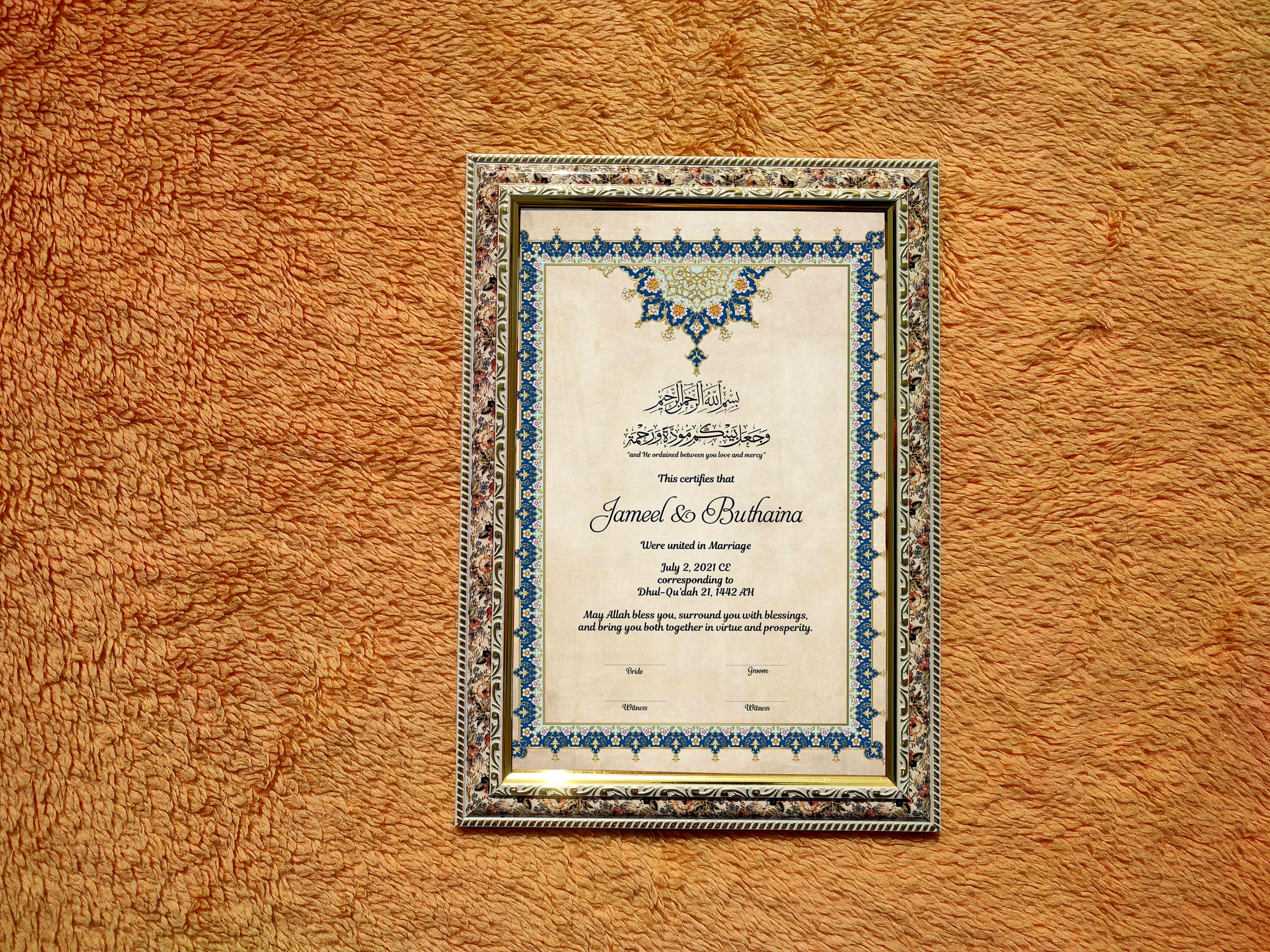 Customised Nikah Nama Frame For Wall Decor / Marriage Certificate/Anniversary photo frame design Anniversary Special Design For Wall Decor - photo frame resin photo frame photo frame. 