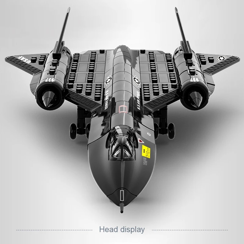 US Air Force SR-71 Blackbird Reconnaissance Airplane Alloy Model Fighter Assembling Building Block Toy Children Block Toys Gift. 