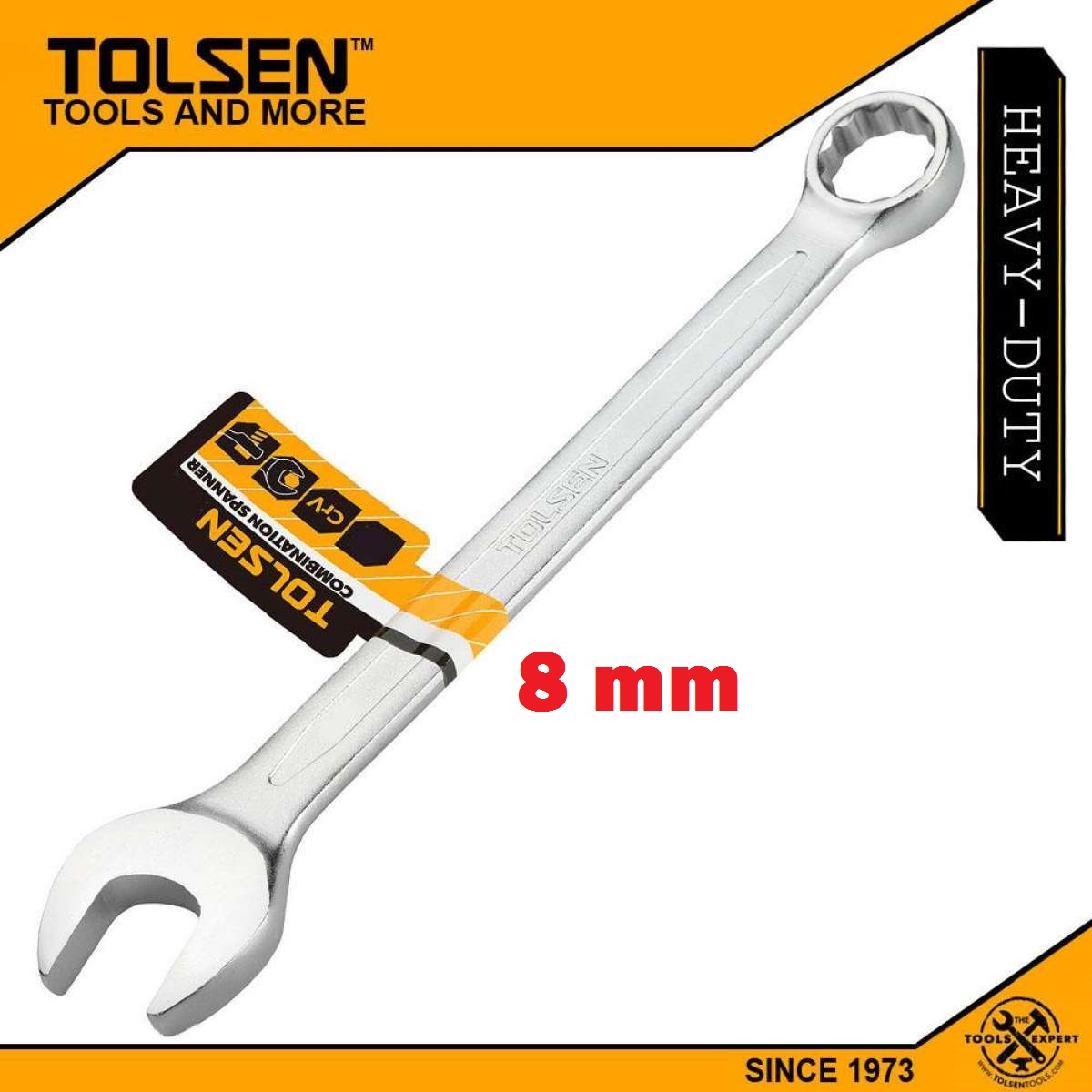 TOLSEN 8mm Combination Spanner Wrench Cr-V  Chrome plated, stain finish Model: 15016
