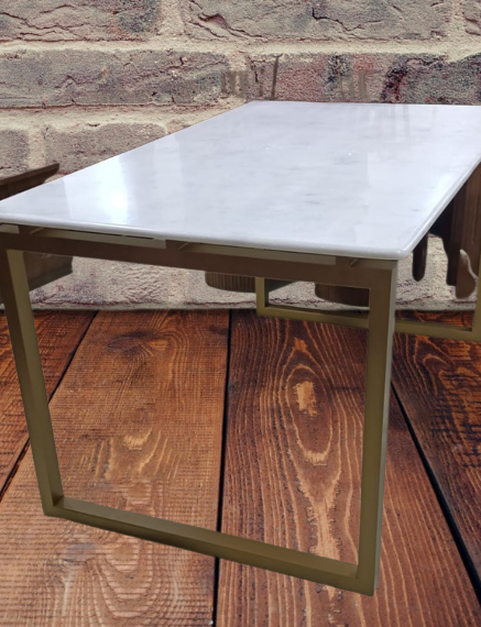 Dining Table Top Side Marble And Down Side Steel-Summuth Finishing. 