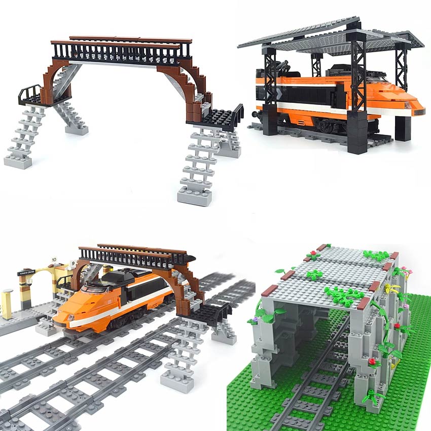 NEW City Trains Flexible Tracks Soft Straight Curved Rails Switch Building Block Creative Models Tailways Toys For Kids Gifts. 