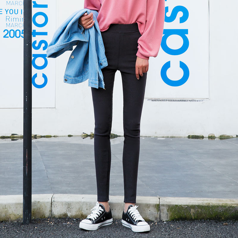 Black Leggings Women's Spring and Autumn Thin 2023 New Outdoor Tight Skinny and All-Matching Elastic Waist Elastic Black Leggings. 