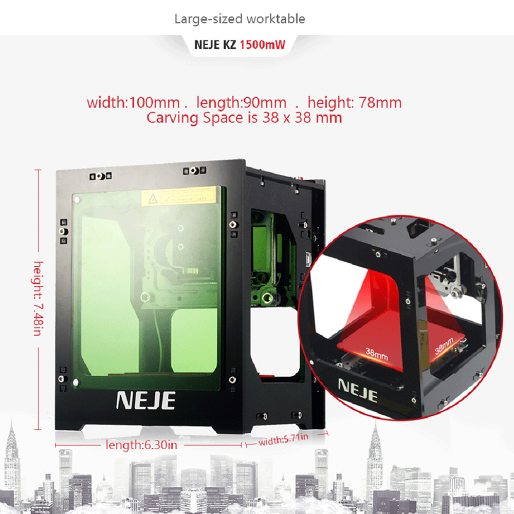 KOGEEK NEJE DK-8-KZ 1500mW 405nm High Speed Mini USB Laser Engraver Carver Automatic DIY Print Engraving Carving Machine Off-line Operation. 
