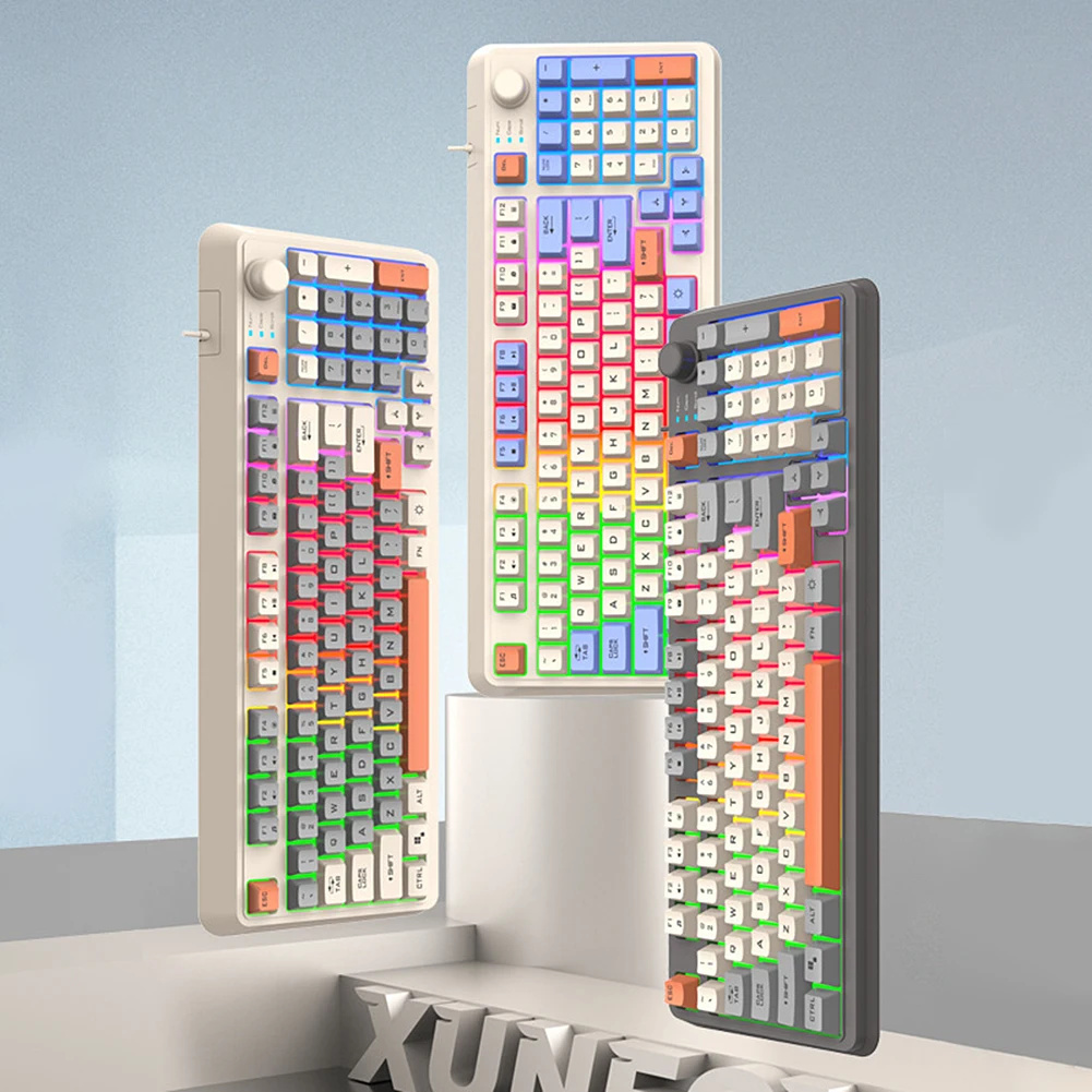 K82 Gaming Keyboard 94 Keys Portable Wired Office Keyboard With Colorful RGB Backlight Mechanical Ultra Silence Keyboard Comfortable Typing Experience For Laptop PC Computer. 