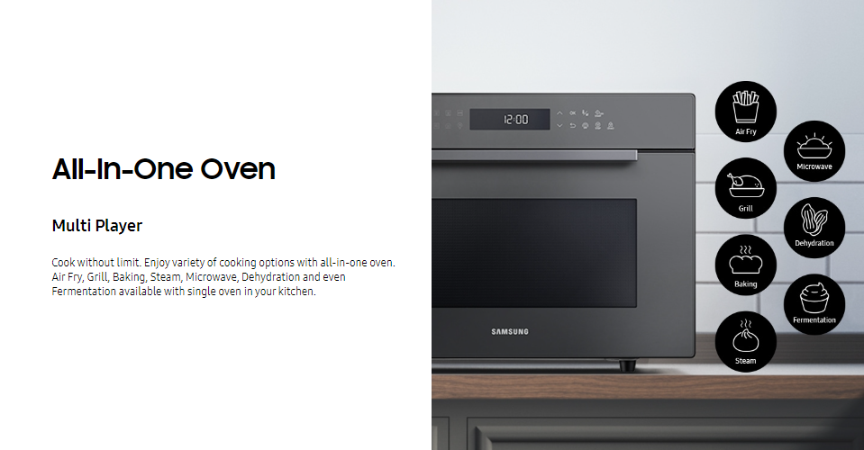 SAMSUNG 35 Liter Grill Convection Microwave Oven with Hot Blast & PowerGrill Duo Technology MC35R8088LC/SP