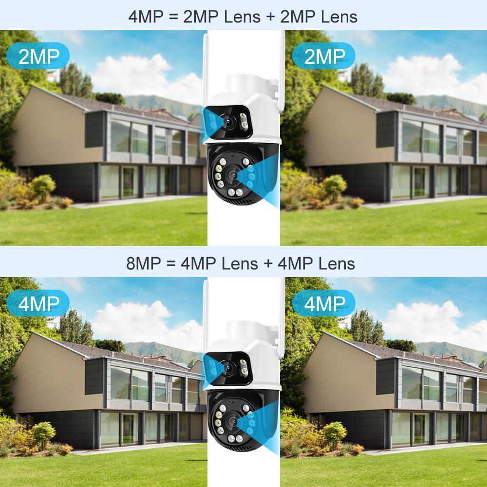 New 8MP 4K PTZ Wifi Camera Dual Lens with Dual Screen Ai Human Detect Auto Tracking Outdoor Surveillance Camera iCSee. 