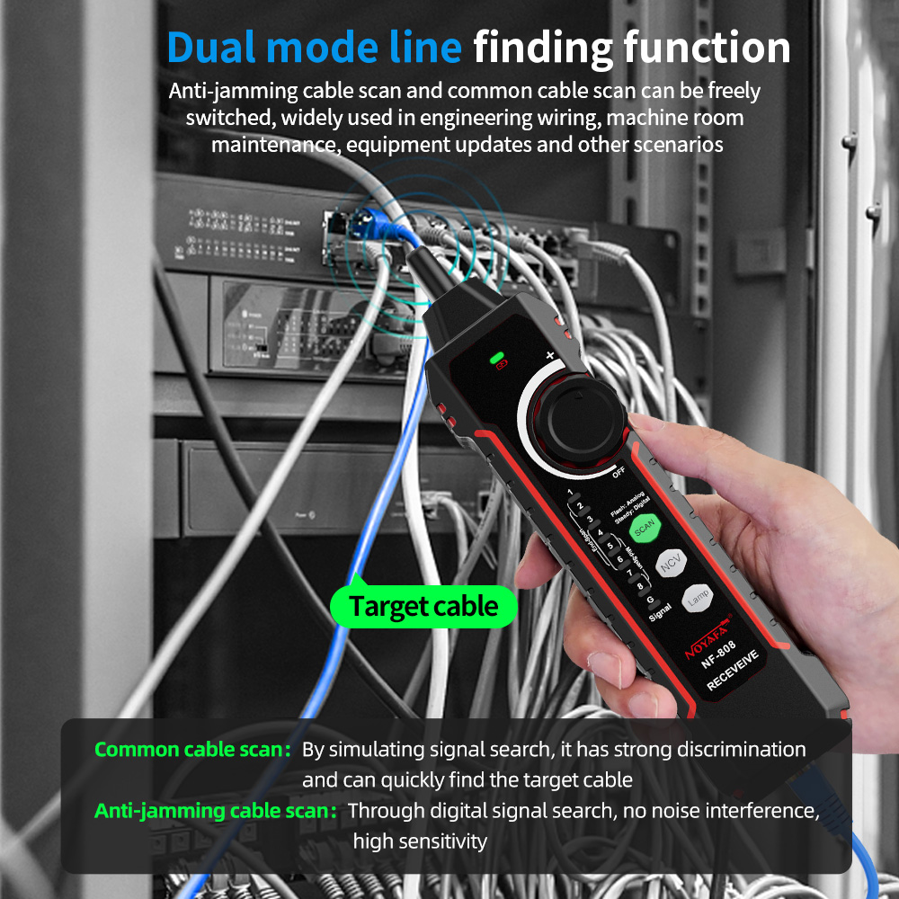 NOYAFA Network Cable Tester CAT5 CAT6 Cable Tracker LCD Display Poe Tester Network Tools Support Continuity Test Wire Tracer. 